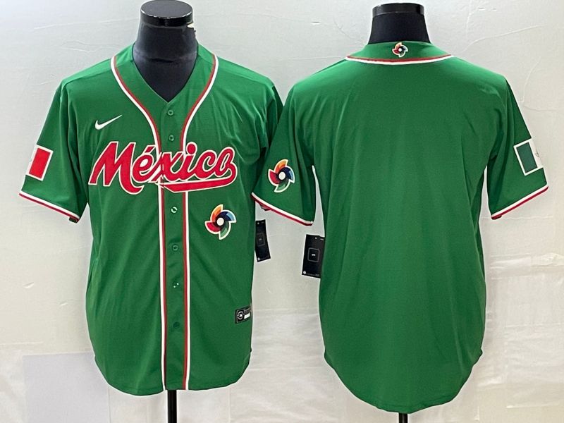 Men 2023 World Cub Mexico Blank Green Nike MLB Jersey3->more jerseys->MLB Jersey